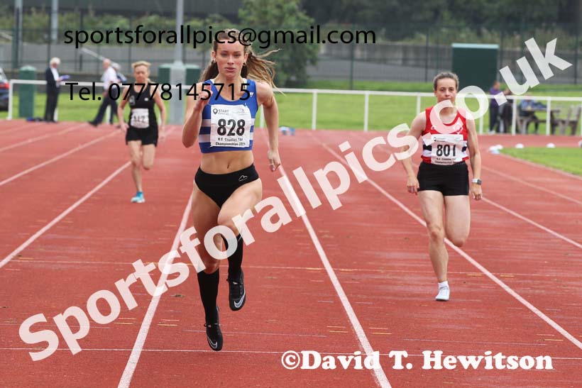 Women and Girls 100 metres, 2021 North Eastern Track and Field Champs., Middesbrough. Photo: David T. Hewitson/Sports for All Pics